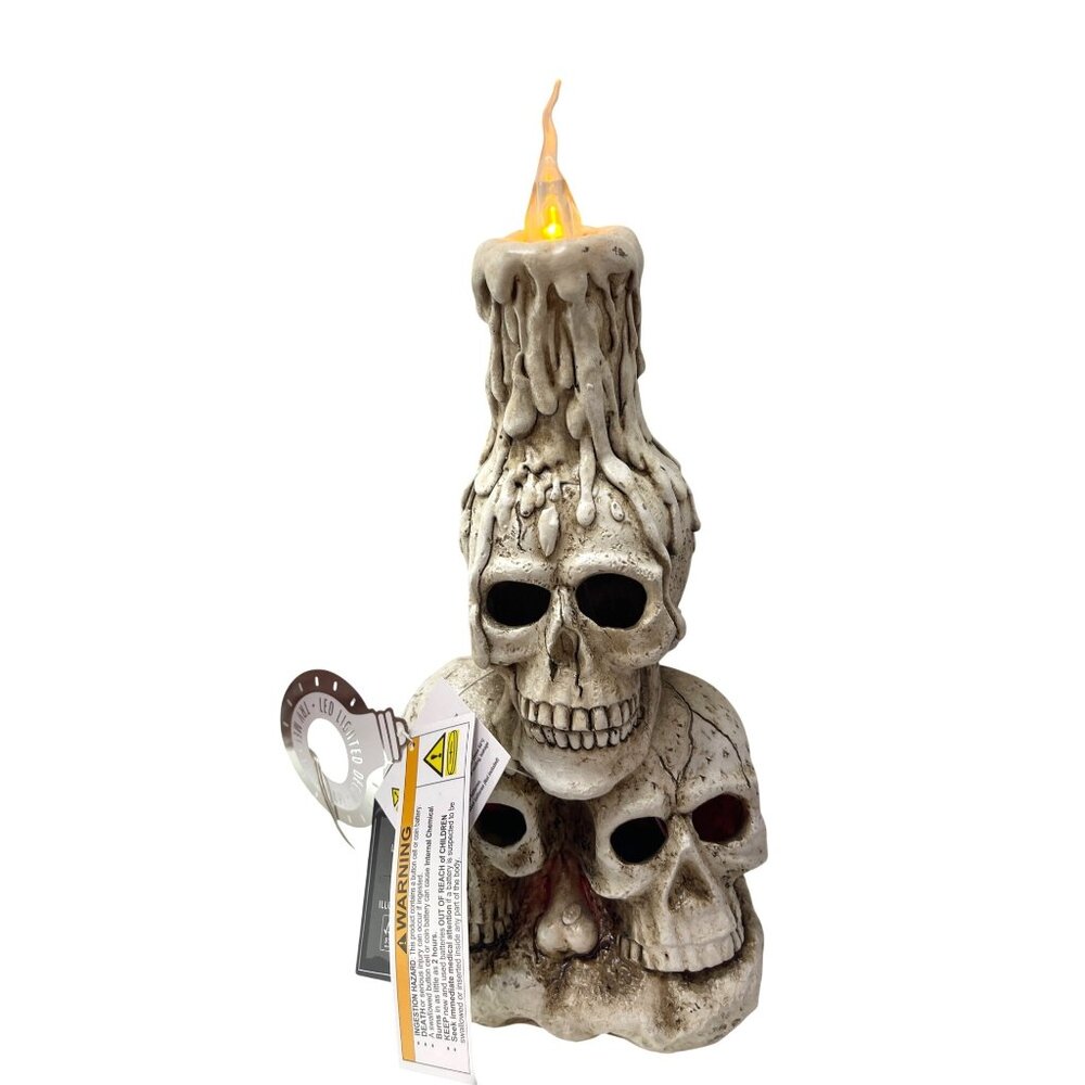 13Th & Elm LED Skull Candle Decor With Dripping Wax Design New With Tags